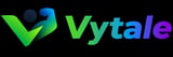 Vytale logo featuring a gradient checkmark and abstract human figure in green, blue, and purple on black background